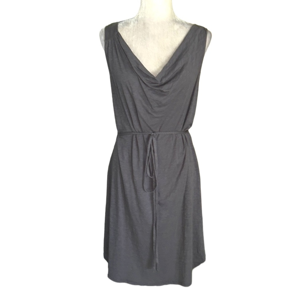 Velvet by Graham & Spencer Gray Vintage Slub Knit Cowl Neck Tie Waist Dress - M